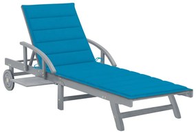 vidaXL Espreguiçadeira de jardim com almofadão madeira acácia maciça