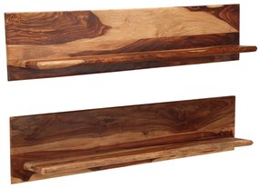 Prateleiras de parede 2 pcs 118x26x20cm madeira acácia maciça