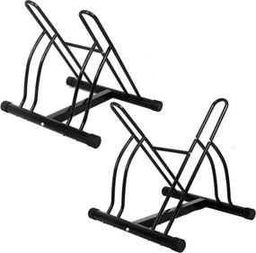 Suporte para bicicletas com 2 lugares, para instalação no chão em aço ou na parede exterior, 61,4 x 54 x 57,5 cm, preto