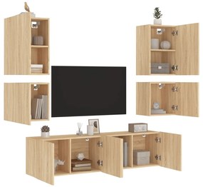 vidaXL 6 pcs móveis de parede p/ TV derivados madeira carvalho sonoma