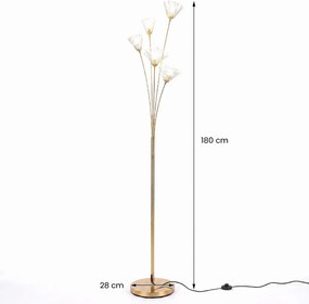 Candeeiro de Pé Dente-de-Leão, 28 x 180 cm, Interruptor de Pé, Dourado