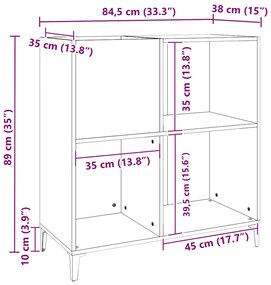 Armário p/ discos 84,5x38x89 cm derivados madeira cinza sonoma