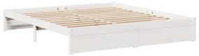Cama com estante sem colchão 180x200 cm pinho maciço branco