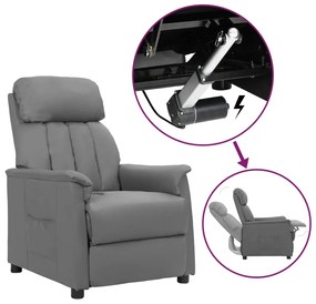 vidaXL Poltrona elevatória couro artificial cinzento