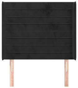 Cabeceira de cama c/ abas veludo 83x16x118/128 cm preto
