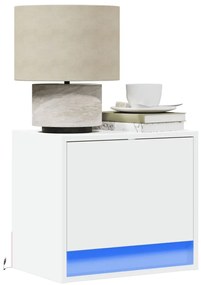 Mesa de cabeceira de parede com luzes LED branco