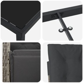 Conjunto de Jantar de 7 Peças para Jardim com Almofadas Cinza Rattan S