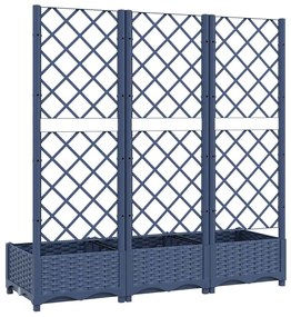 Vaso/floreira jardim c/ treliça 120x40x121,5 cm PP cinzento azul