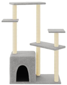 Árvore p/ gatos c/ arranhadores sisal 107,5 cm cinza-claro