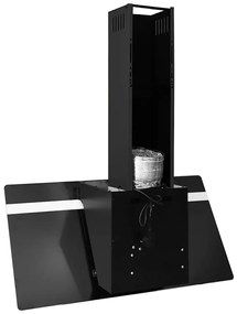 Exaustor de parede 90 cm aço e vidro temperado preto