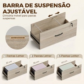 Arquivador com Prateleiras Móvel de Escritório com Prateleiras Gaveta para Arquivos A4 e Carta e Suporte para Impressora 70x40x157 cm Carvalho
