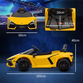 Carro elétrico de 12 V com licença da Lamborghini - Carro elétrico com controlo remoto, velocidade de 3-5 km/h, para crianças dos 3 aos 5 anos, amarel