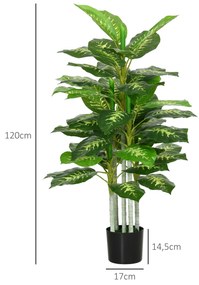 Planta Artificial de 120 cm com 53 Folhas Realistas e Vaso de Cimento Planta Sintética Decoração para Casa Verde