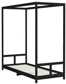 Estrutura de cama infantil 80x200 cm pinho maciço preto