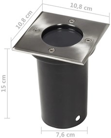 Iluminação de chão para exterior 3 pcs quadrado