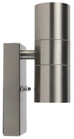 Candeeiro de parede exterior em aço 2 luzes IP44 com sensor crepuscular - Duo Moderno
