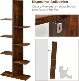 Estante de 8 prateleiras para livros e plantas para sala de estar, escritório, quarto, castanho