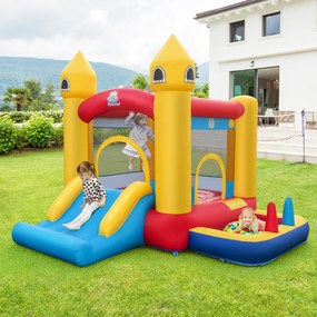 Castelo insuflável com insuflador 480W para crianças com escorrega Cesto de basquetebol Piscina 306 x 288 x 239 cm
