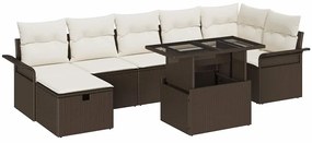 Conjunto de Sofá de Jardim 8 Peças com Almofadas Rattan Poliéster Cast