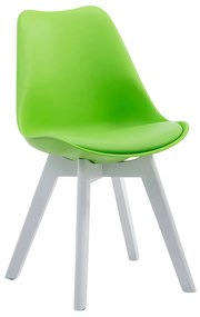 Cadeira de cozinha e sala de jantar Borneo V2 em couro sintético com estrutura branca 48 x 84 x 41,5 cm Verde