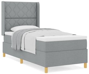 Cama Box com Colchão Cinza Claro 100 x 200 cm, Tecido