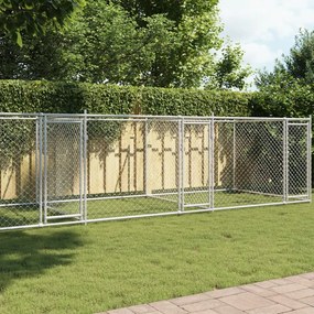 Jaula para cão com portas 8x2x1,5 m aço galvanizado cinzento