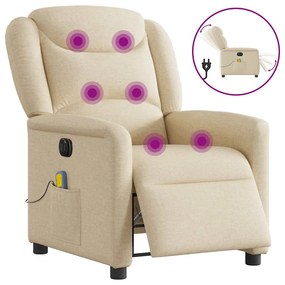 Poltrona de massagens reclinável elétrica tecido creme