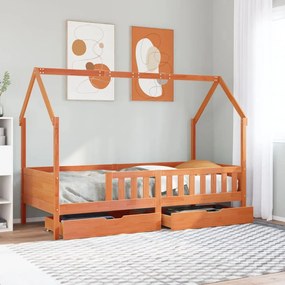 Estrutura de cama infantil c/ gavetas 90x190 cm pinho maciço