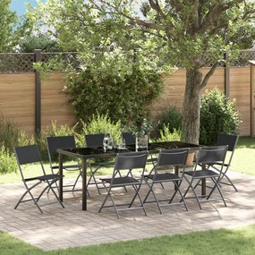 vidaXL Conjunto de Jantar de Jardim 9 Peças Preto Textilene e Aço