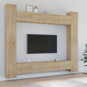vidaXL Conjunto móveis de TV 8 pcs madeira processada carvalho sonoma