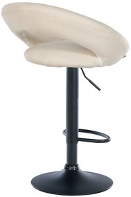 Conjunto de 2 bancos de bar Olinda em tecido e com estrutura preta 52 x 77-97 x 47 cm Creme