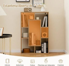 Estante sala geométrica de 7 cubos 60 x 20 x 90 cm Natural
