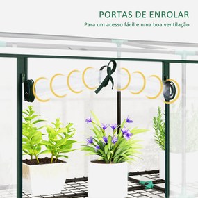 Estufa Pequena Estufa de Exterior com Prateleiras de 3 Níveis Portas c