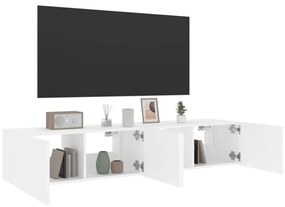 Móveis de parede p/ TV com luzes LED 2 pcs 80x35x31 cm branco