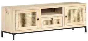 Móvel de TV 120x30x40 cm mangueira maciça e palhinha natural