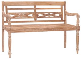 vidaXL Banco Batávia 120 cm madeira de teca maciça branco lavado