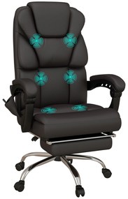Vinsetto Cadeira de Massagem com 6 Pontos de Massagem Reclinável de PU com Controlo Remoto e Altura Ajustável 63x57x118-126 cm | Aosom Portugal