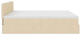 Estrutura de cama otomana com colchão tecido creme 160x200cm