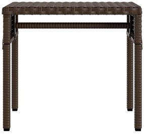 Espreguiçadeiras com toldos e mesa 2 pcs vime PE castanho