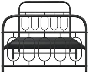 Estrutura de cama com cabeceira e pés 100x190 cm metal preto