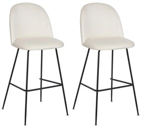 Conjunto de 2 cadeiras de bar em veludo branco-creme ARCOLA Beliani