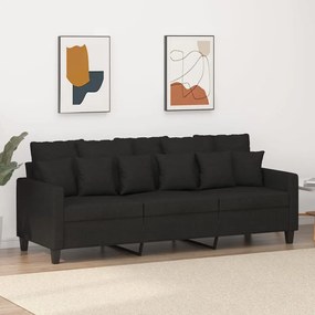 vidaXL Sofá de 3 lugares tecido 180 cm preto