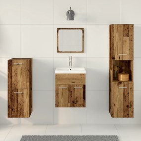 Conjunto de Móveis para Casa de Banho 4 Peças Madeira Antiga