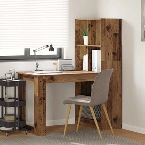 vidaXL Mesa com prateleira com armazenamento Madeira Antiga 122 x 67 x 145 cm