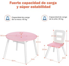 Conjunto de mesa e cadeira redonda para crianças Conjunto de 3 peças com mesa de actividades em madeira e centro de rede Verde Acessórios de decoração