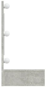 Armário espelhado com LED 90x31,5x62 cm cinzento cimento
