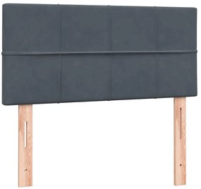 Cama com molas/colchão cinza-escuro 90x210 cm veludo