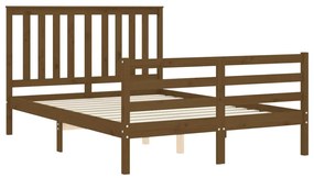 Estrutura cama casal pequena c/ cabeceira madeira castanho-mel