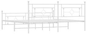 Estrutura de cama com cabeceira e pés 200x200 cm metal branco