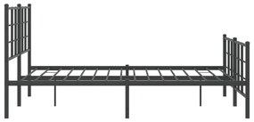 Estrutura de cama com cabeceira e pés 140x190 cm metal preto